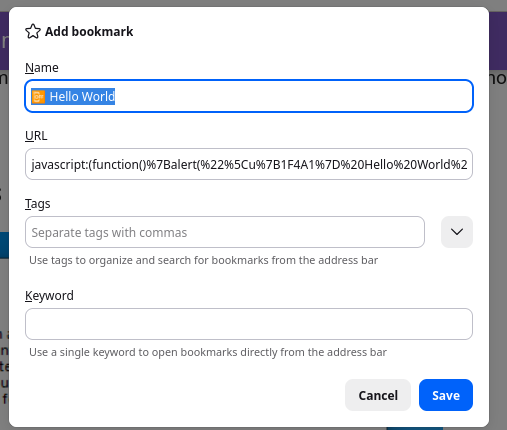 Add Bookmark screenshot